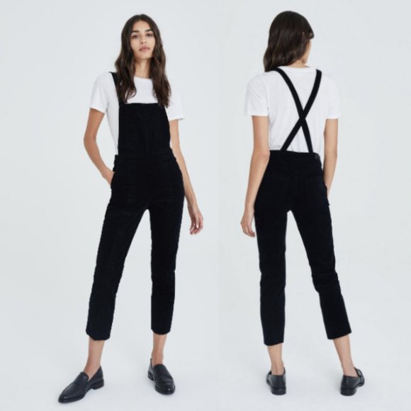 black corduroy overalls
